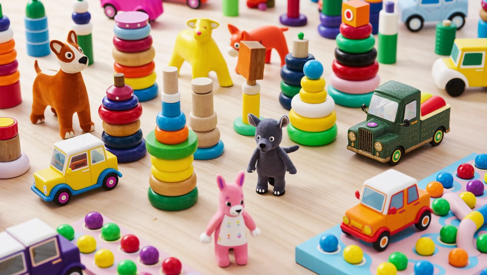 Illustration: farbenfrohe Spielwelt als Stimmungsbild für ein Spielwarengeschäft